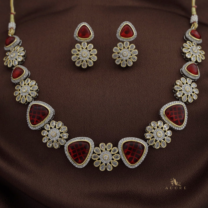 Theerdha Dual Tone Neckpiece With Earring