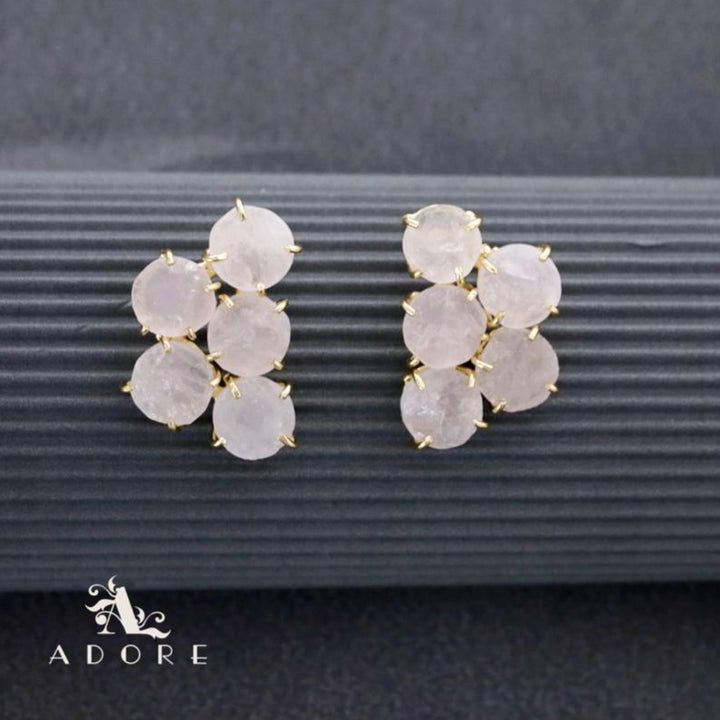 Penta Round Claw Raw Stone Earring