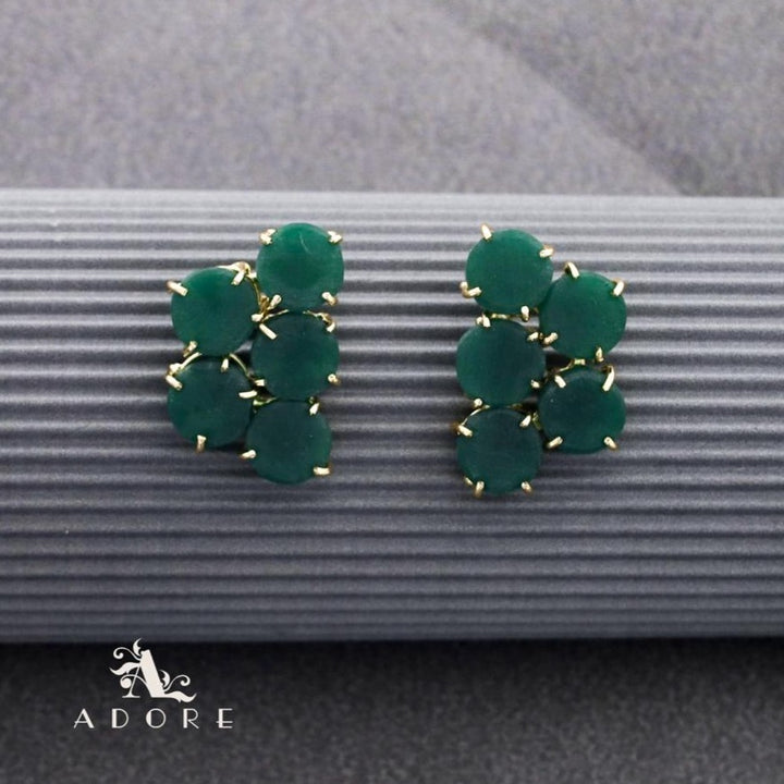 Penta Round Claw Raw Stone Earring