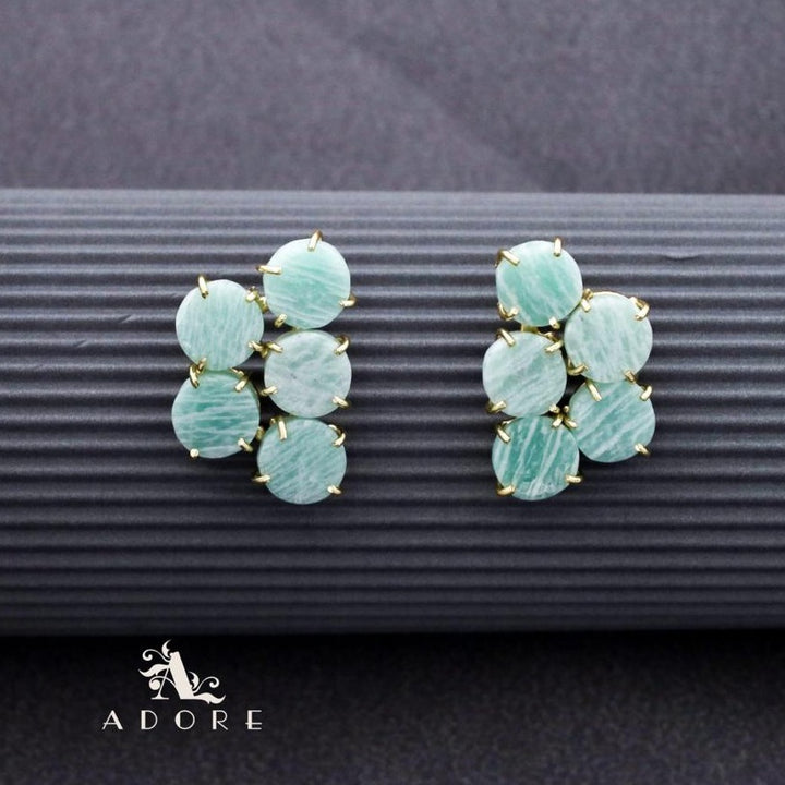 Penta Round Claw Raw Stone Earring