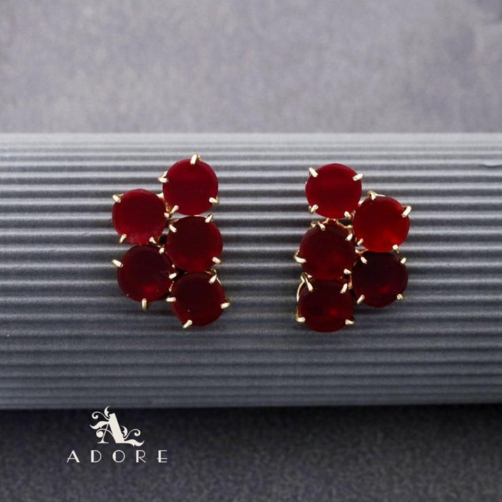 Penta Round Claw Raw Stone Earring