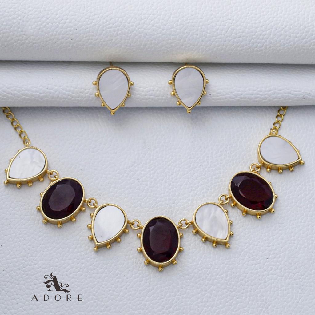 Adore - 7 Stone Neckpiece with Studs (Colour Options)