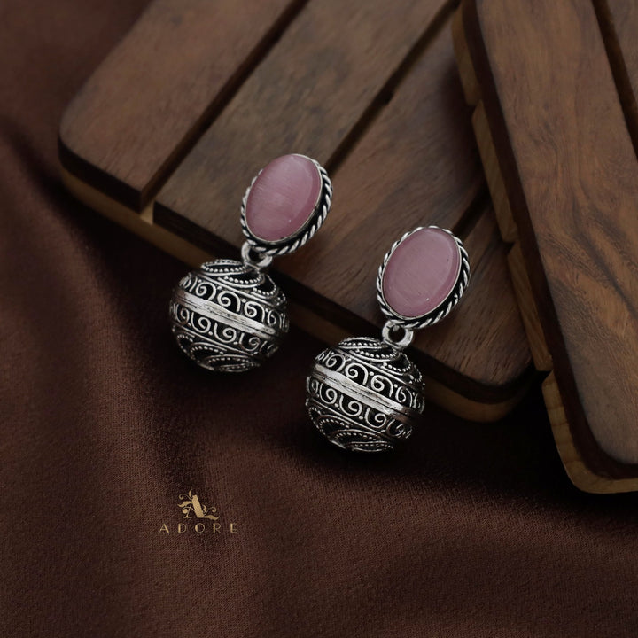 Twisted Oval Oxidized Ball Earring