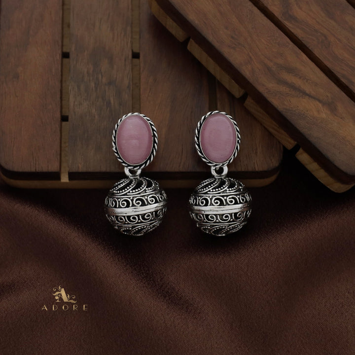 Twisted Oval Oxidized Ball Earring