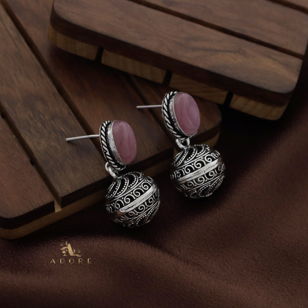 Twisted Oval Oxidized Ball Earring