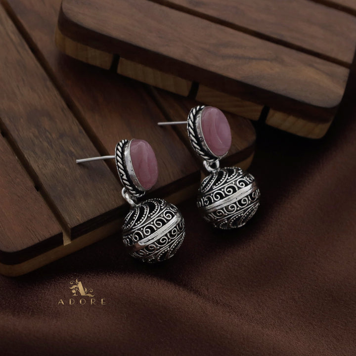 Twisted Oval Oxidized Ball Earring