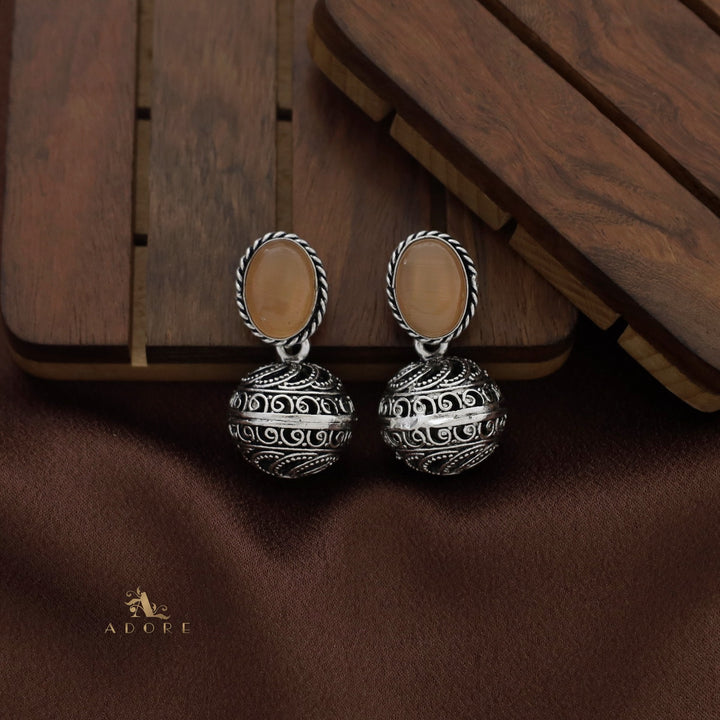 Twisted Oval Oxidized Ball Earring
