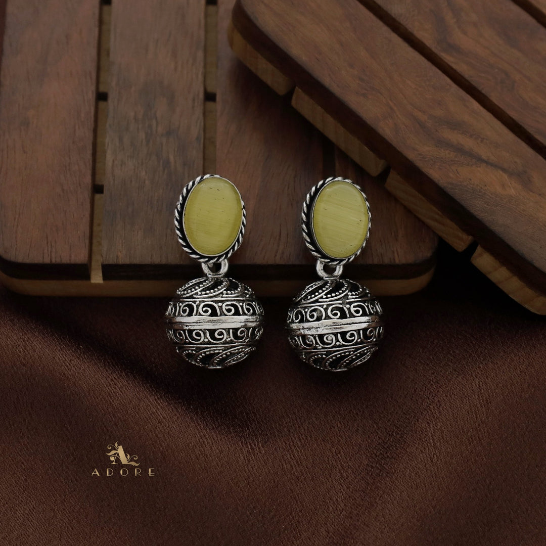 Twisted Oval Oxidized Ball Earring
