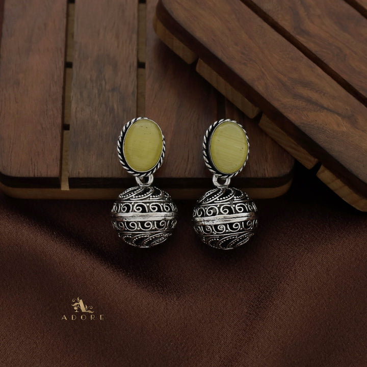 Twisted Oval Oxidized Ball Earring