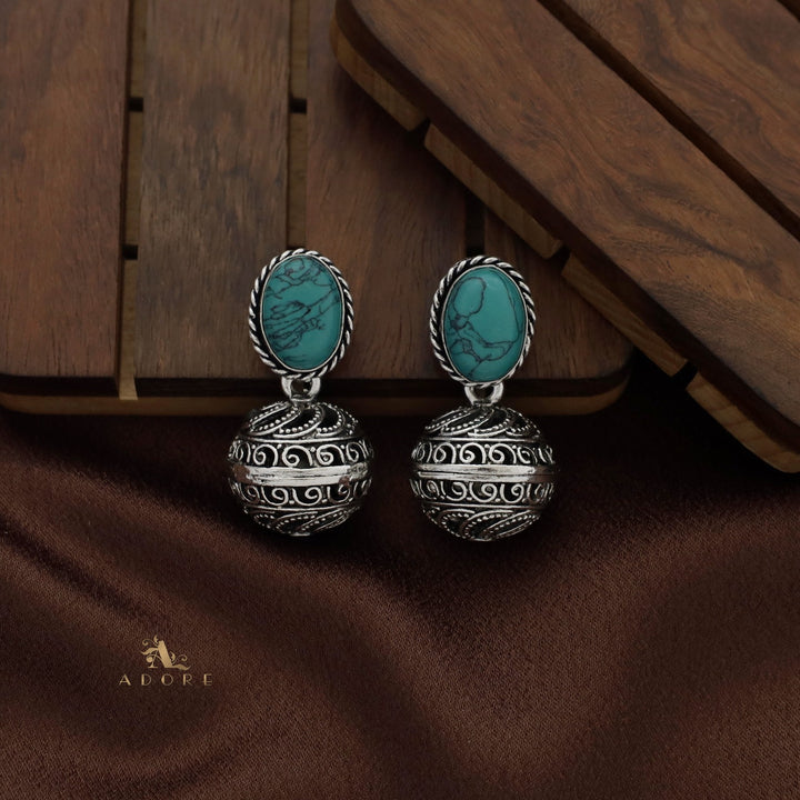 Twisted Oval Oxidized Ball Earring