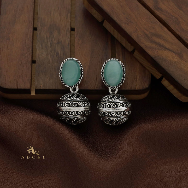 Twisted Oval Oxidized Ball Earring