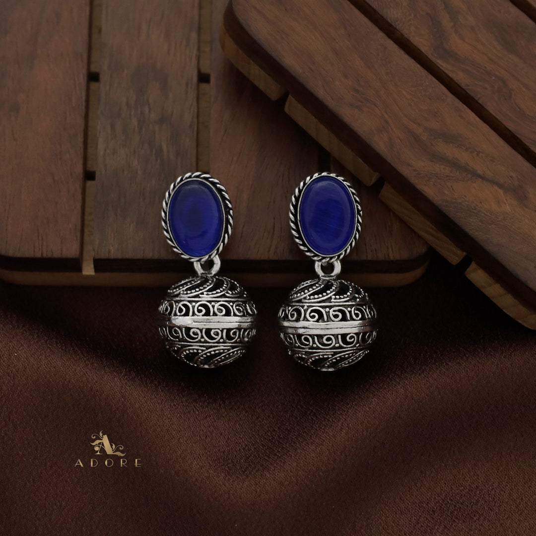 Twisted Oval Oxidized Ball Earring