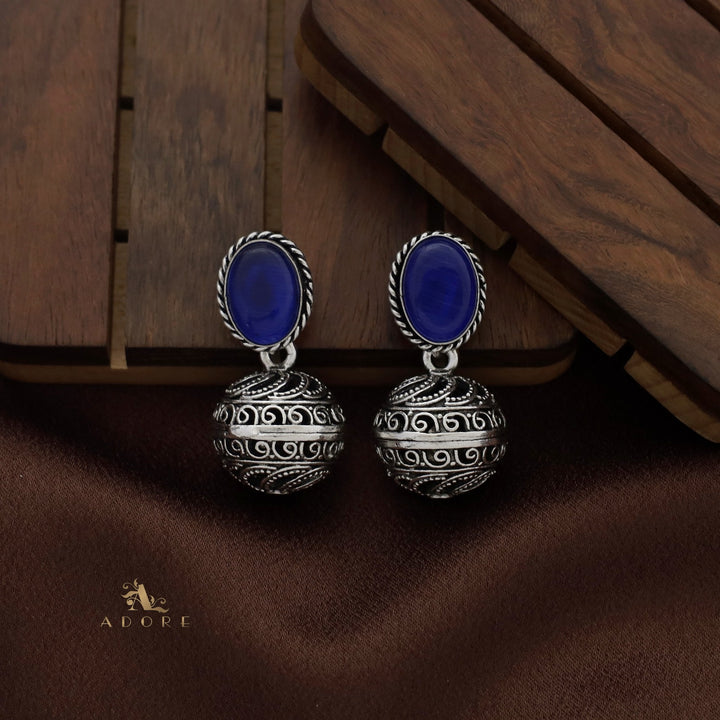 Twisted Oval Oxidized Ball Earring