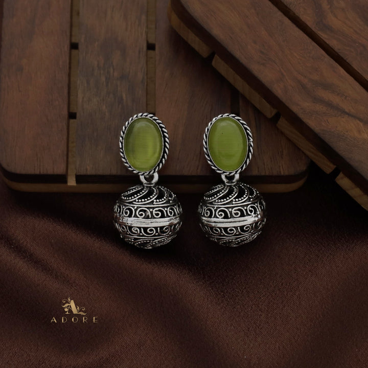 Twisted Oval Oxidized Ball Earring