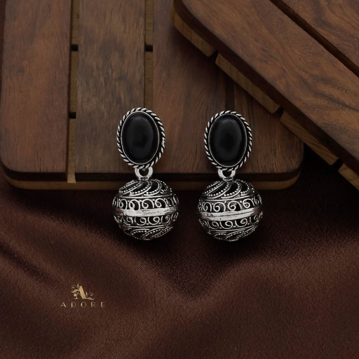 Twisted Oval Oxidized Ball Earring