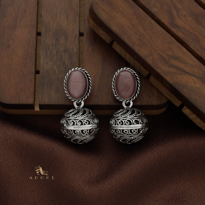 Twisted Oval Oxidized Ball Earring
