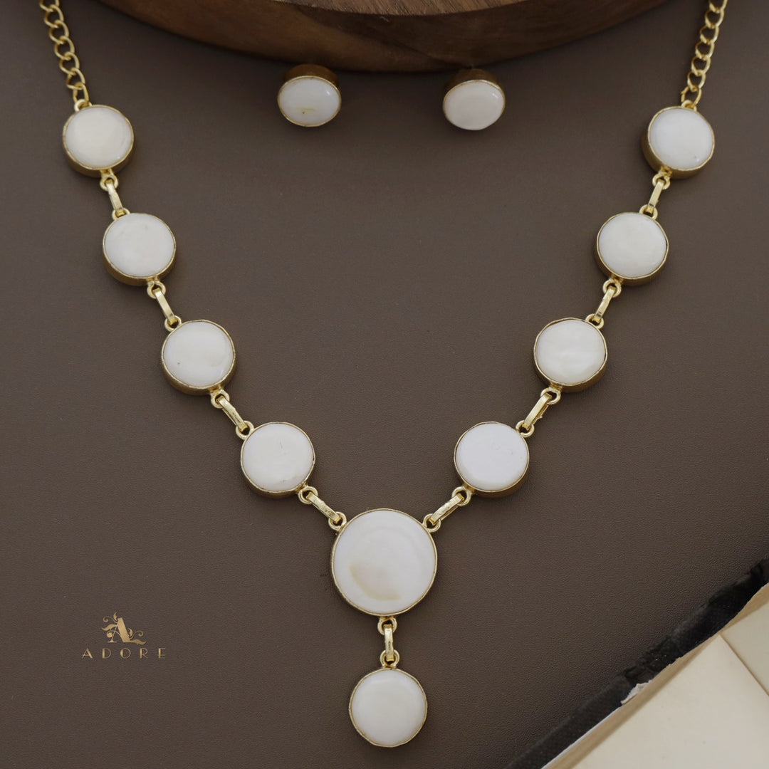 Golden Candy Drop And Round Neckpiece With Stud