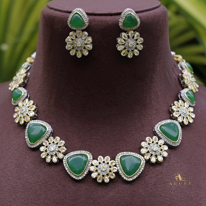 Theerdha Dual Tone Neckpiece With Earring