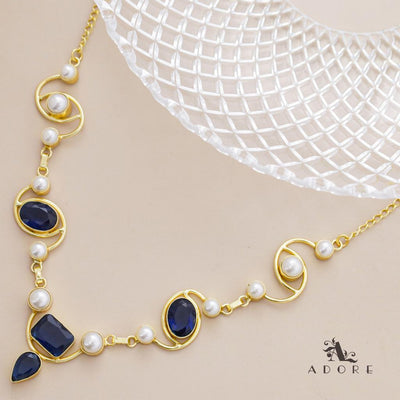 Glossy Oval + Rectangle Drop Pearl Neckpiece
