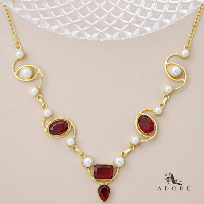 Glossy Oval + Rectangle Drop Pearl Neckpiece