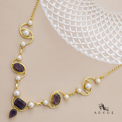 Glossy Oval + Rectangle Drop Pearl Neckpiece