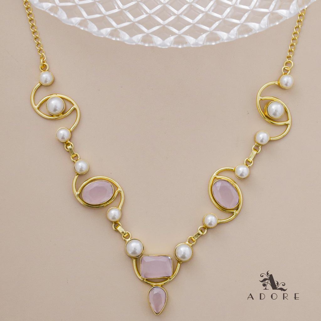 Glossy Oval + Rectangle Drop Pearl Neckpiece