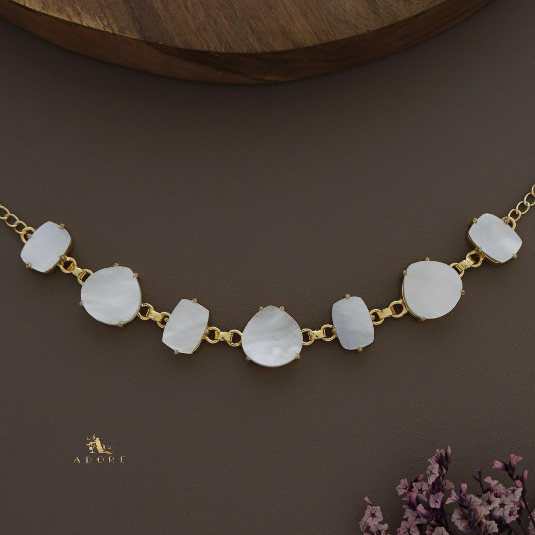 Elna Rectangle & Drop MOP Choker/Short Neckpiece Combo