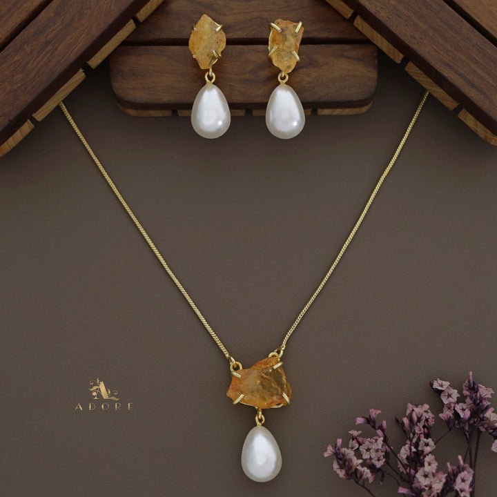 Jaime Dyed Stone Pearl Neckpiece With Earring