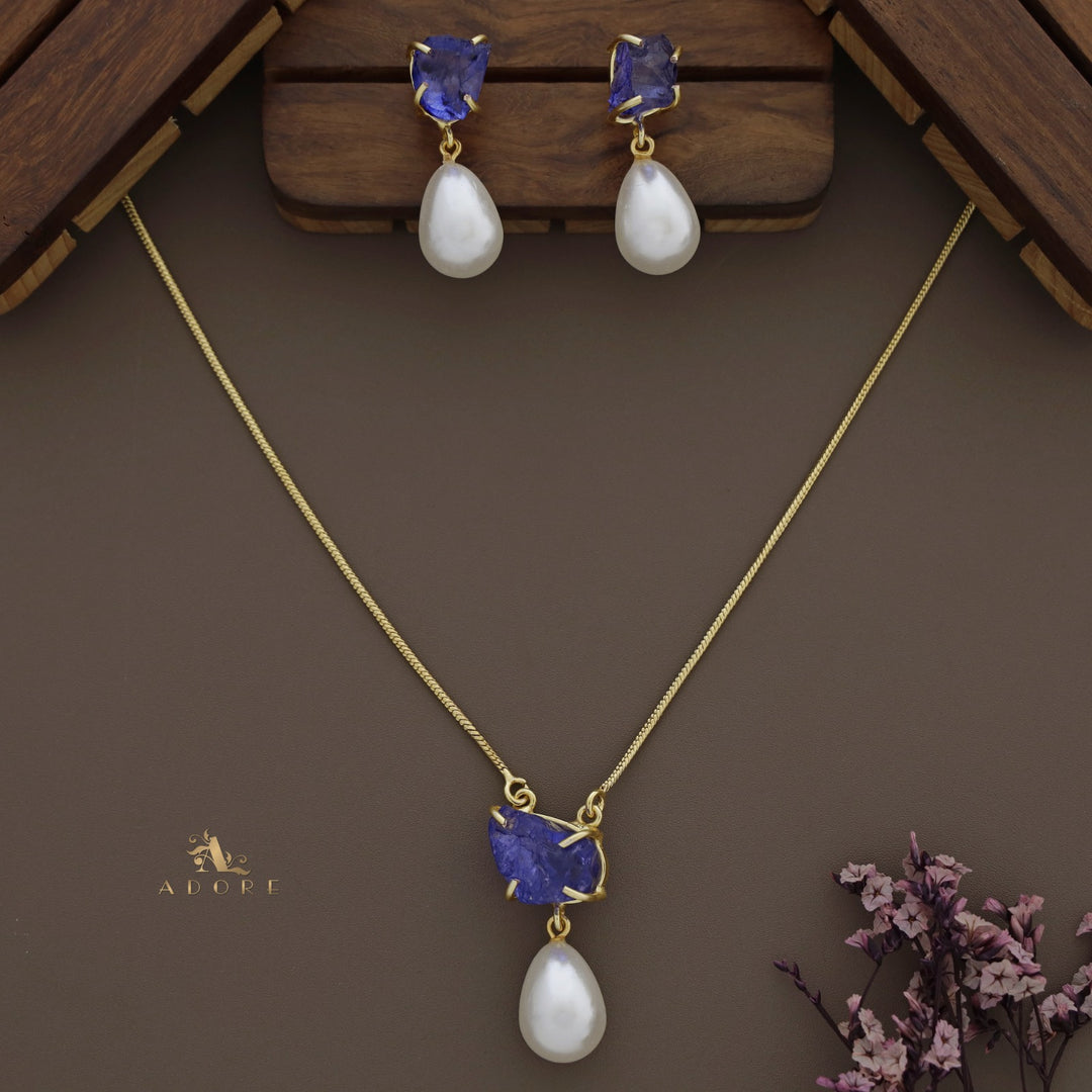 Jaime Dyed Stone Pearl Neckpiece With Earring