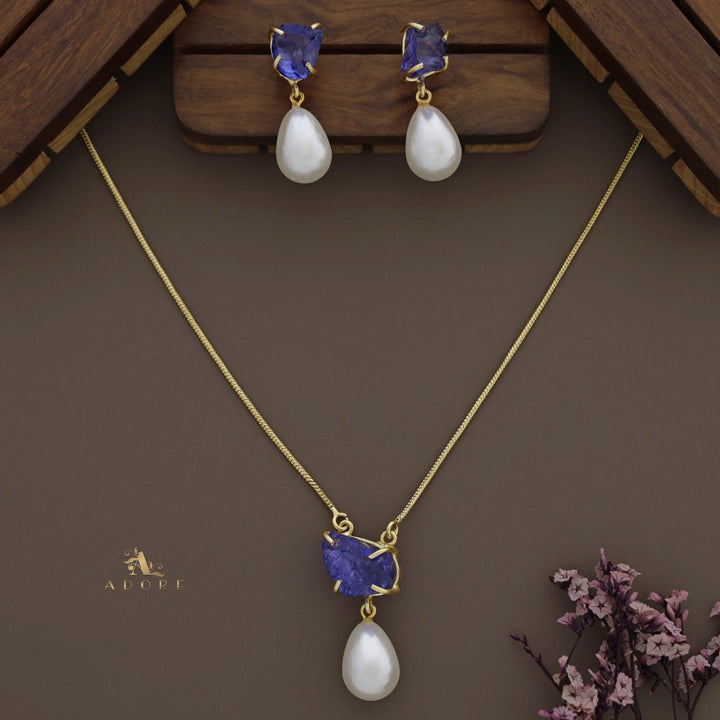 Jaime Dyed Stone Pearl Neckpiece With Earring