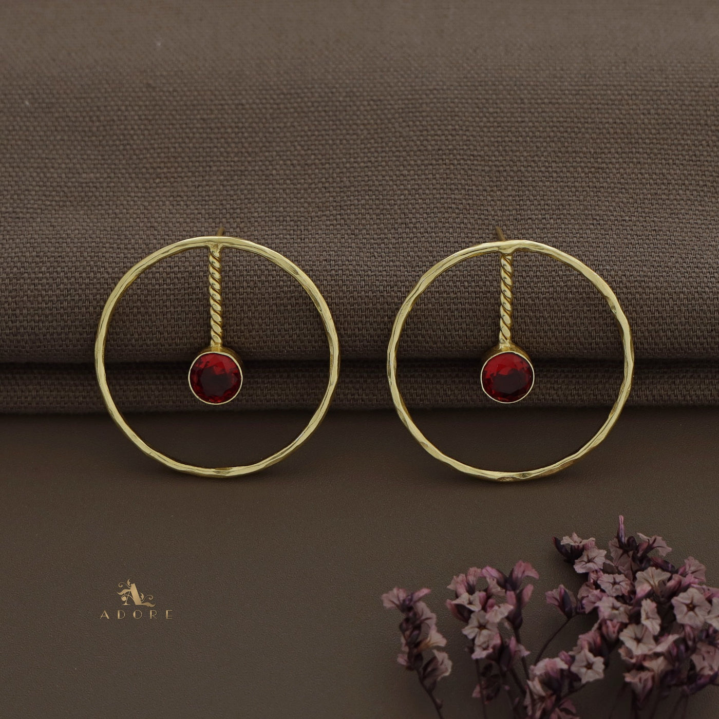 Hammered Circle Twisted Glossy Earring