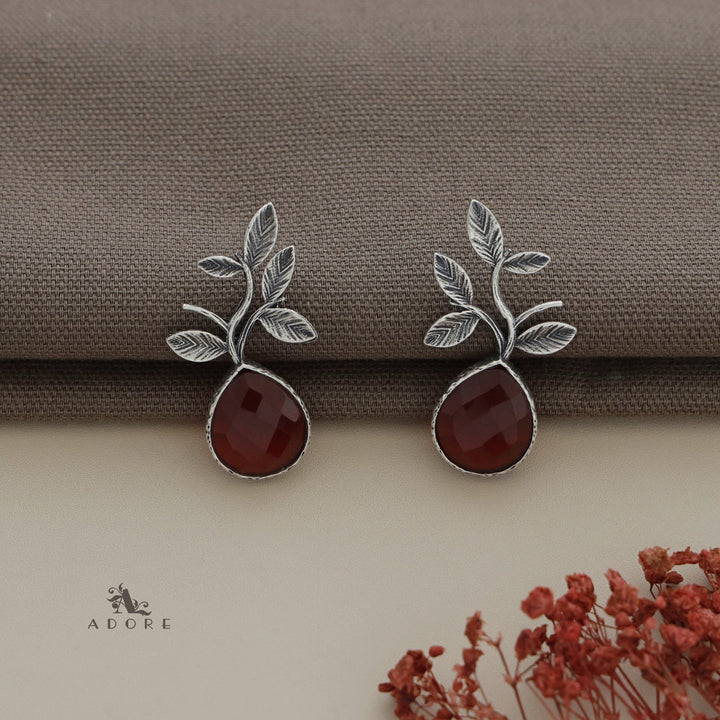 Ganya Silver Leafy Glossy Earring