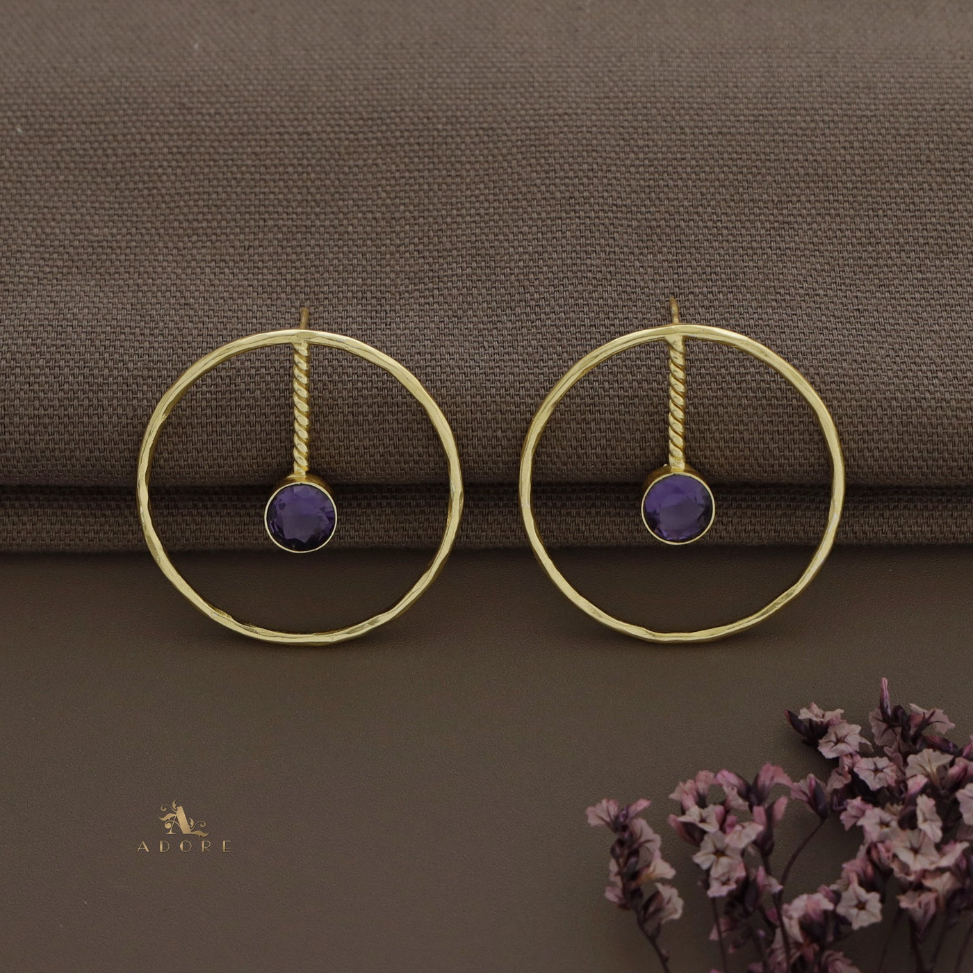 Hammered Circle Twisted Glossy Earring