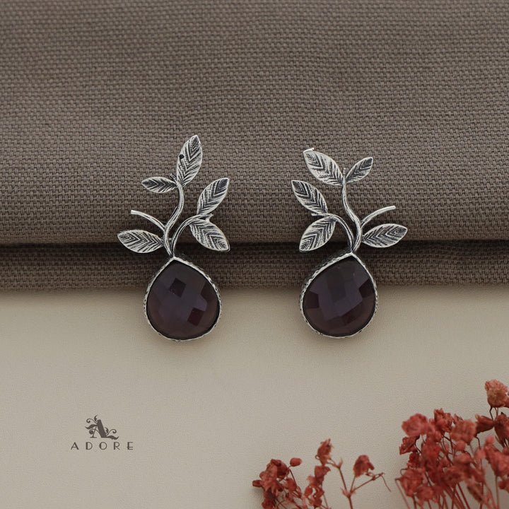 Ganya Silver Leafy Glossy Earring