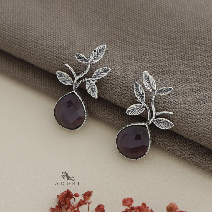 Ganya Silver Leafy Glossy Earring