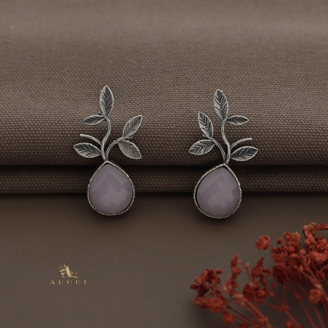Ganya Silver Leafy Glossy Earring