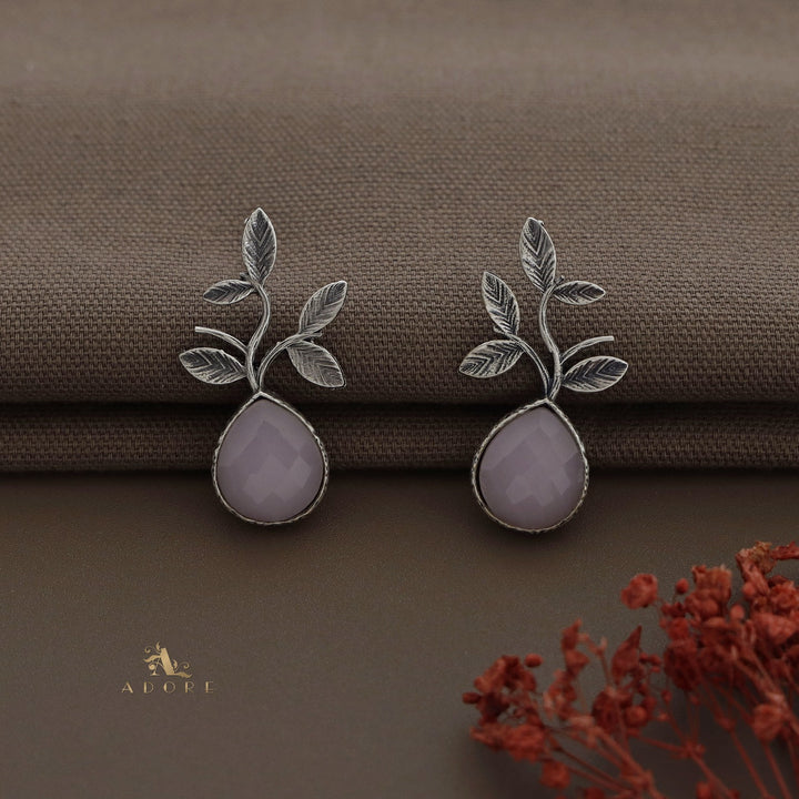 Ganya Silver Leafy Glossy Earring