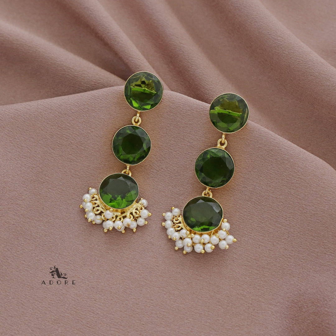 Tri Glossy Round Cluster Pearl Premium Earring