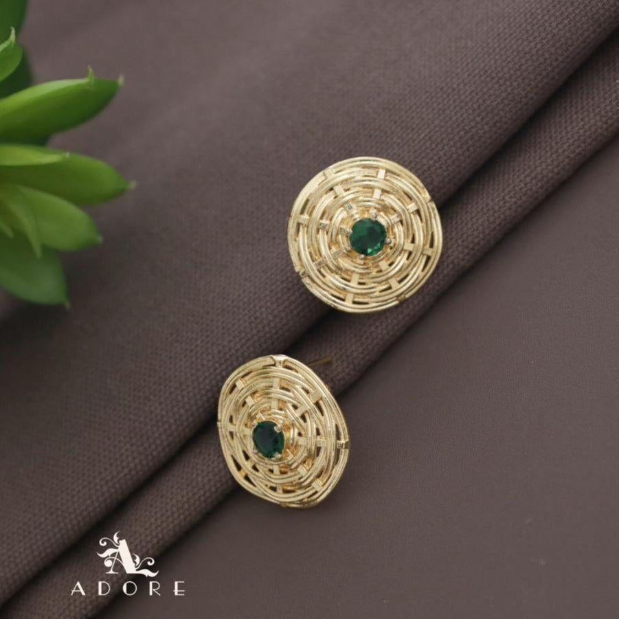 Golden Braided Web Glossy Earring