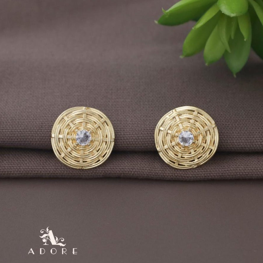 Golden Braided Web Glossy Earring
