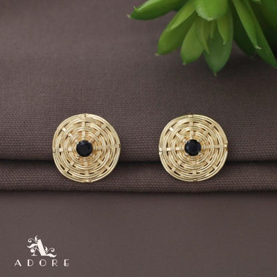 Golden Braided Web Glossy Earring