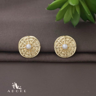 Golden Braided Web Glossy Earring