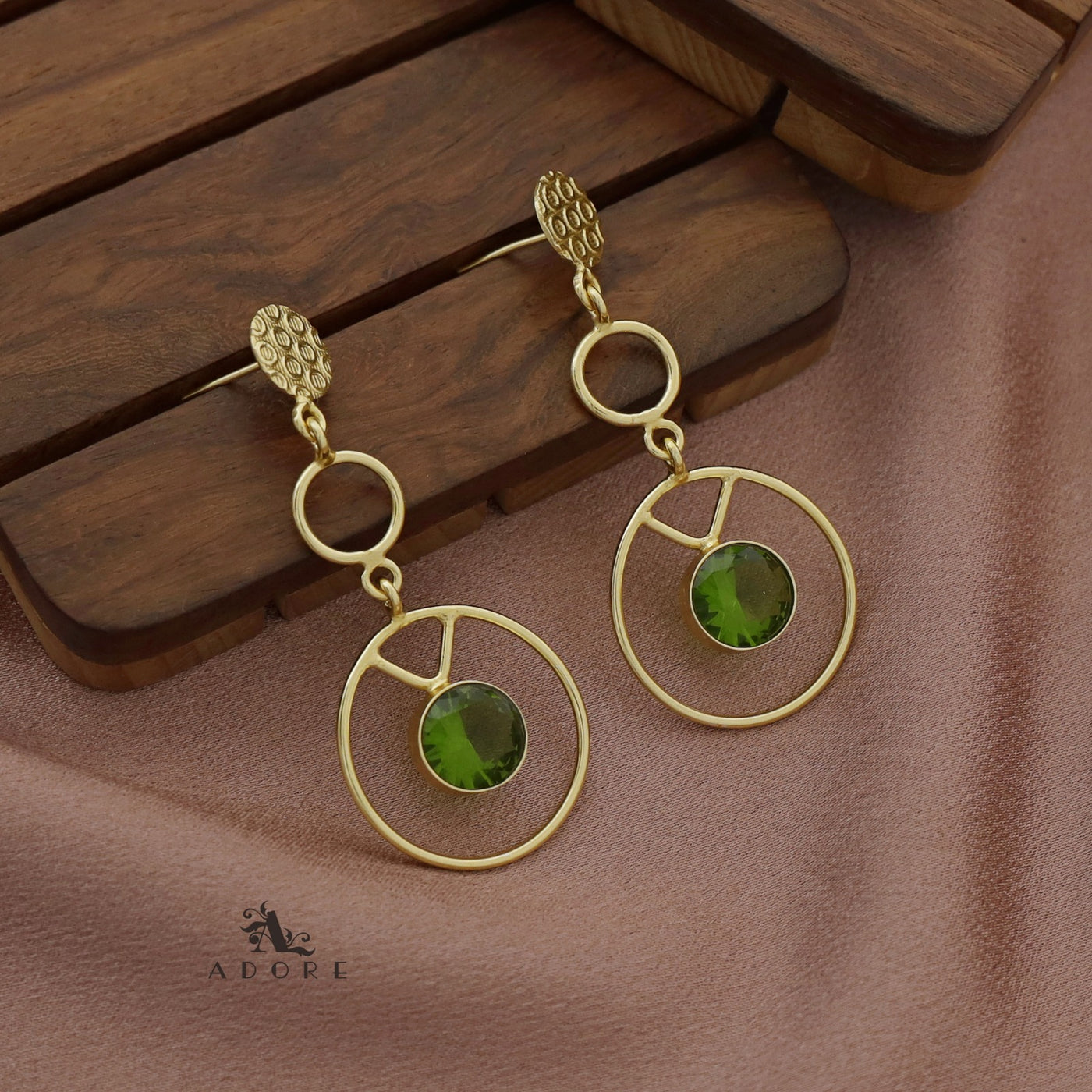 Golden Bubble Circles Round Glossy Earring