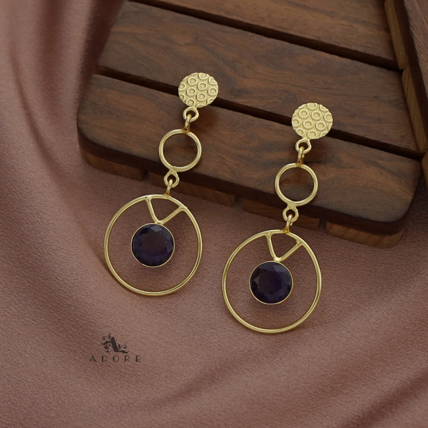Golden Bubble Circles Round Glossy Earring