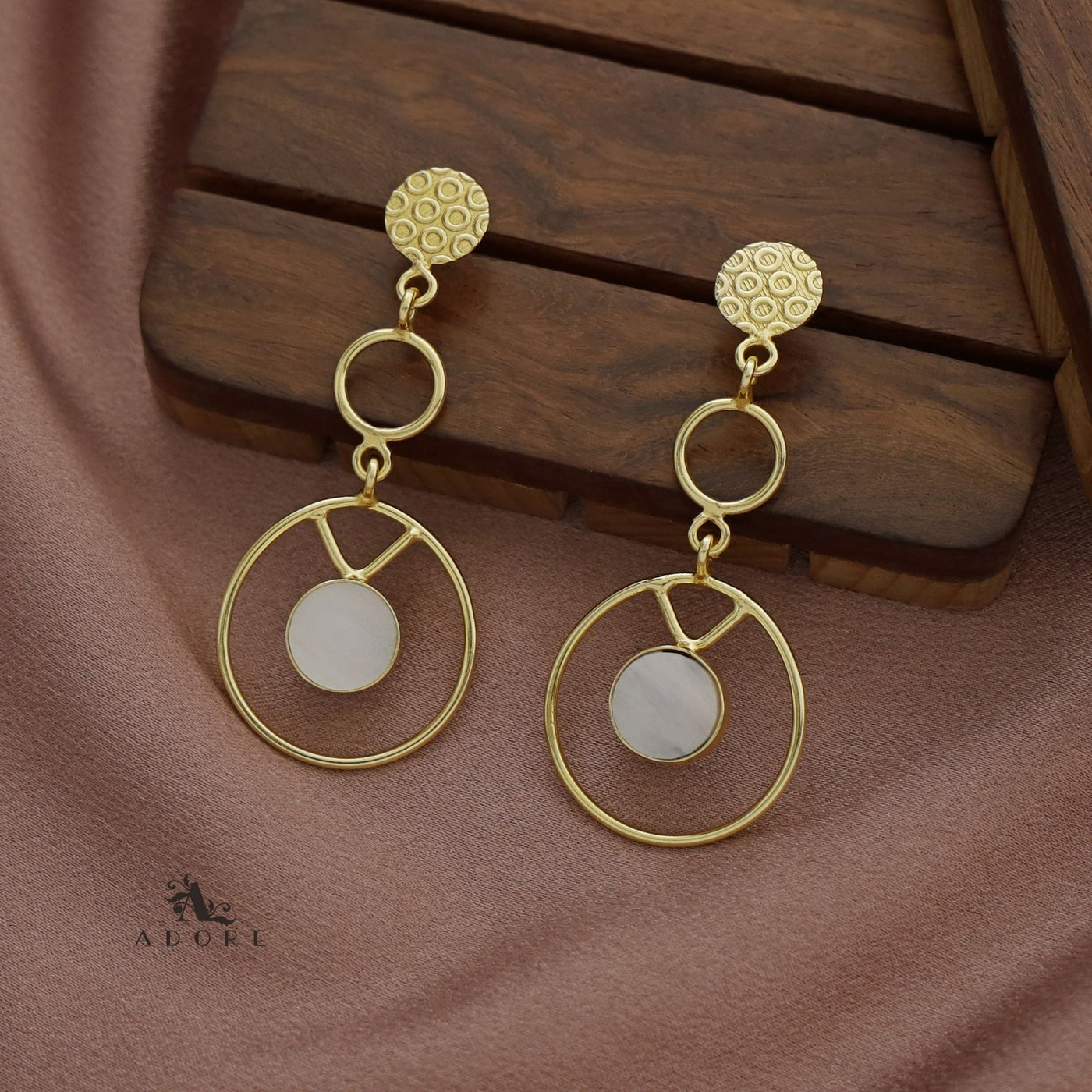 Golden Bubble Circles Round Glossy Earring