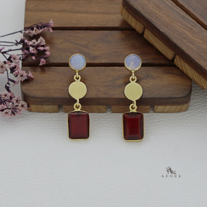 Golden Coin Glossy Rectangle Earring