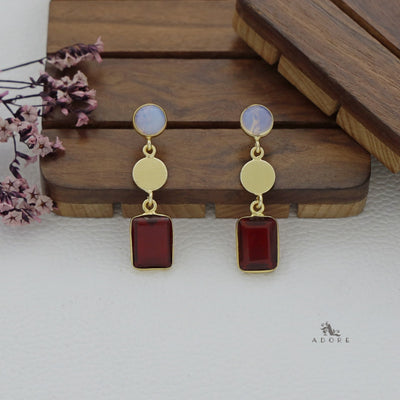 Golden Coin Glossy Rectangle Earring