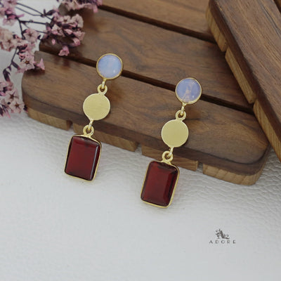 Golden Coin Glossy Rectangle Earring