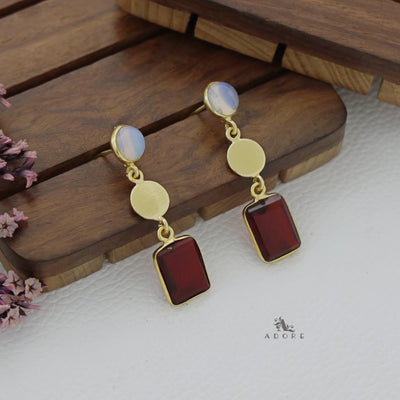 Golden Coin Glossy Rectangle Earring