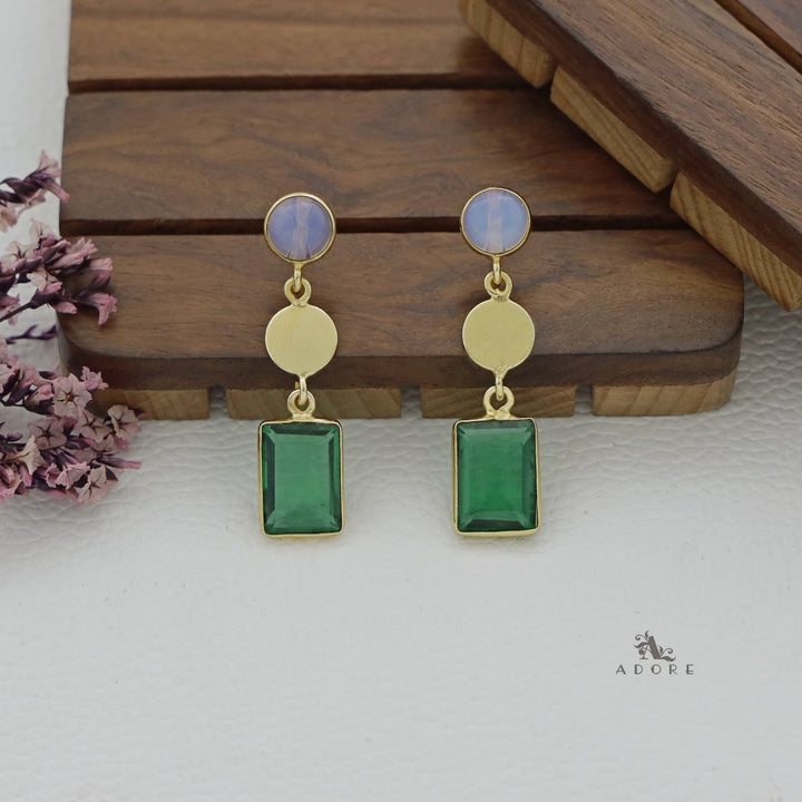 Golden Coin Glossy Rectangle Earring